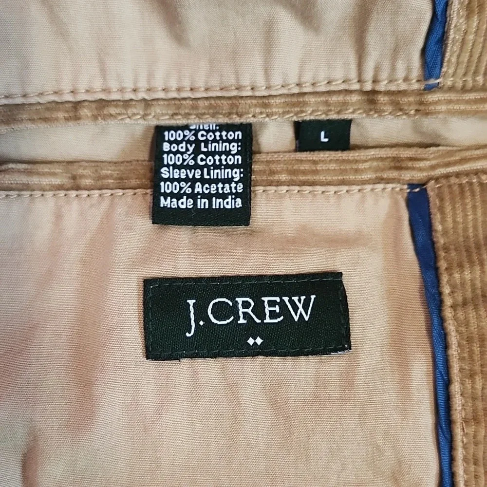 J.Crew Tan/Brown Corduroy Blazer – Men’s Size L, 2‑Button Classic Sport Coat